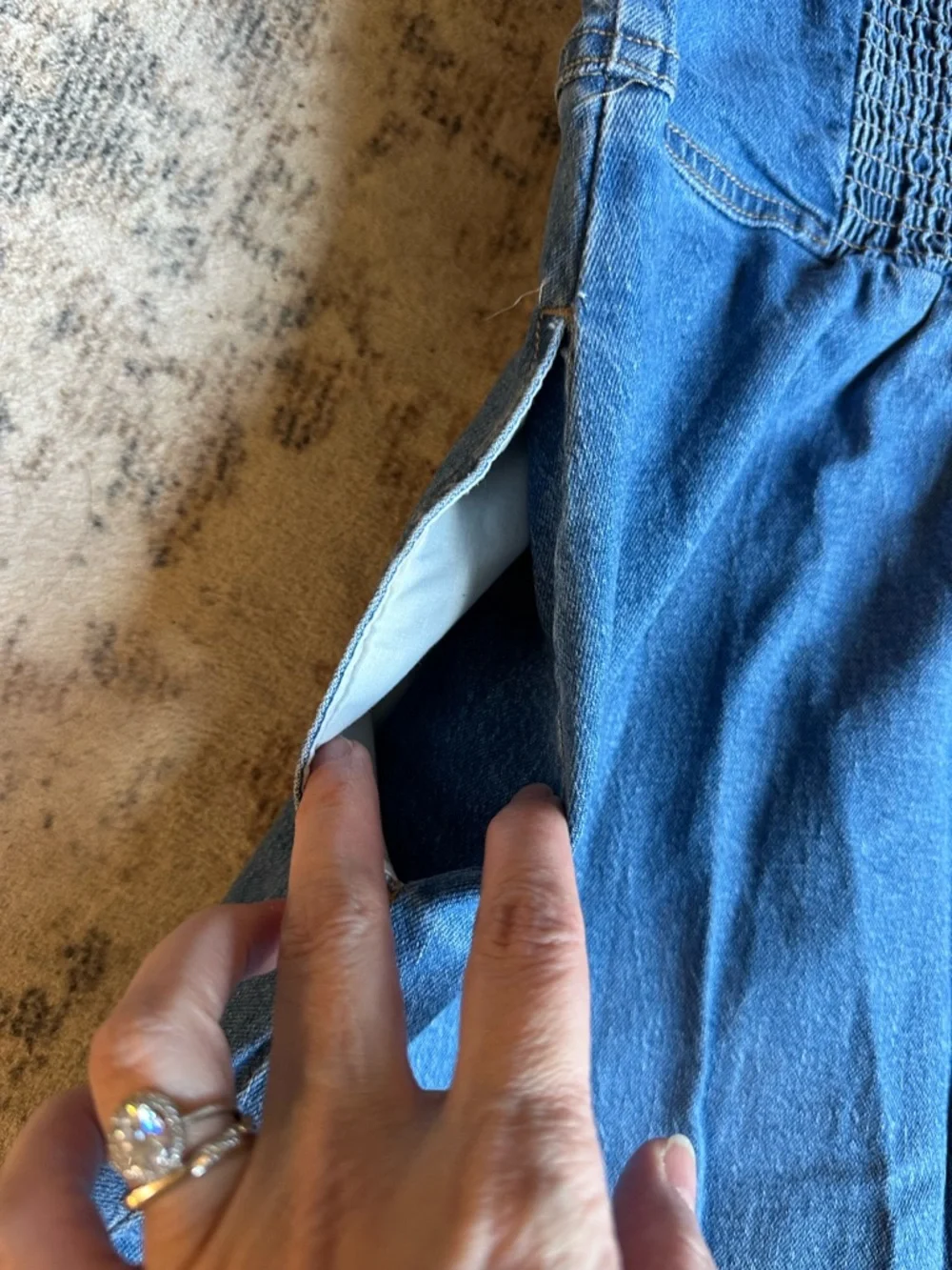 Universal Thread Denim Midi Dress Button Front Smocked Back Pockets NWT M - Picture 4 of 7